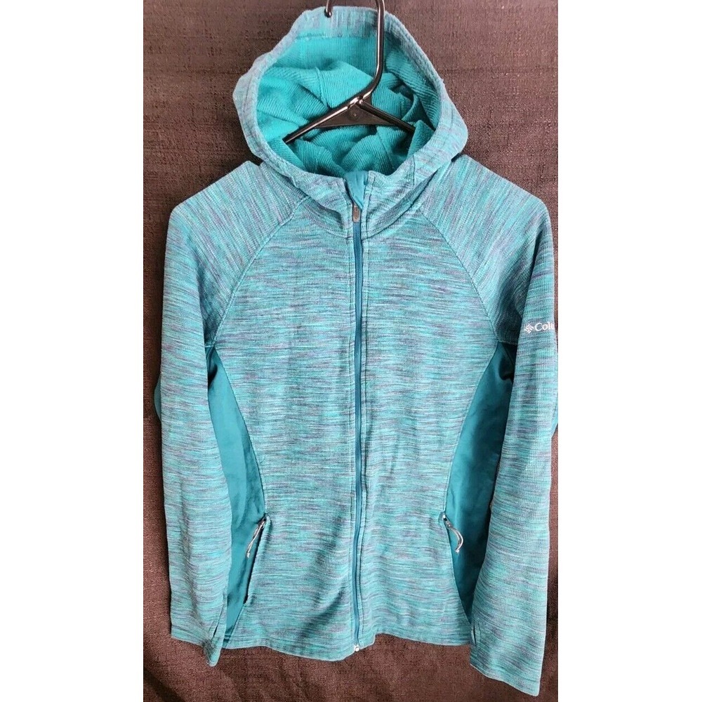 COLUMBIA‎ Sweater Green Optic Got It Hoodie Fleece Jacket Womens Medium Long